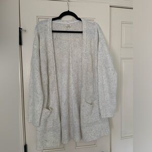 Fat Face Soft Cream & Gray Open Cardigan